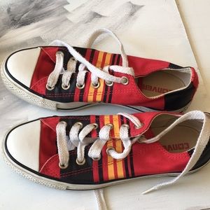 Converse Red, yellow, and black